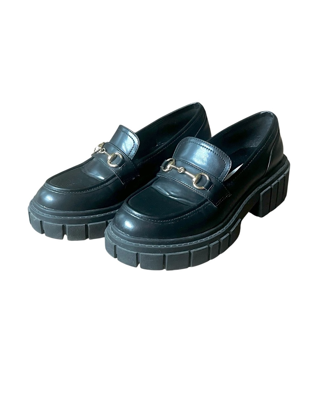 Steve Madden Women’s Black Leather Chunky Loafers